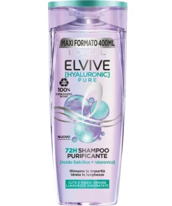 L’Oréal Paris Elvive Hyaluronic Pure 72H Shampoo Purificante con Acido Salicilico + Ialuronico