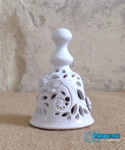 Campana di Natale in Terracotta Salentina smaltata bianca