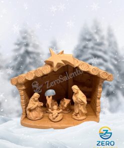 Presepe di Natale Capanna in Terracotta naturale con Sacra Famiglia T.050